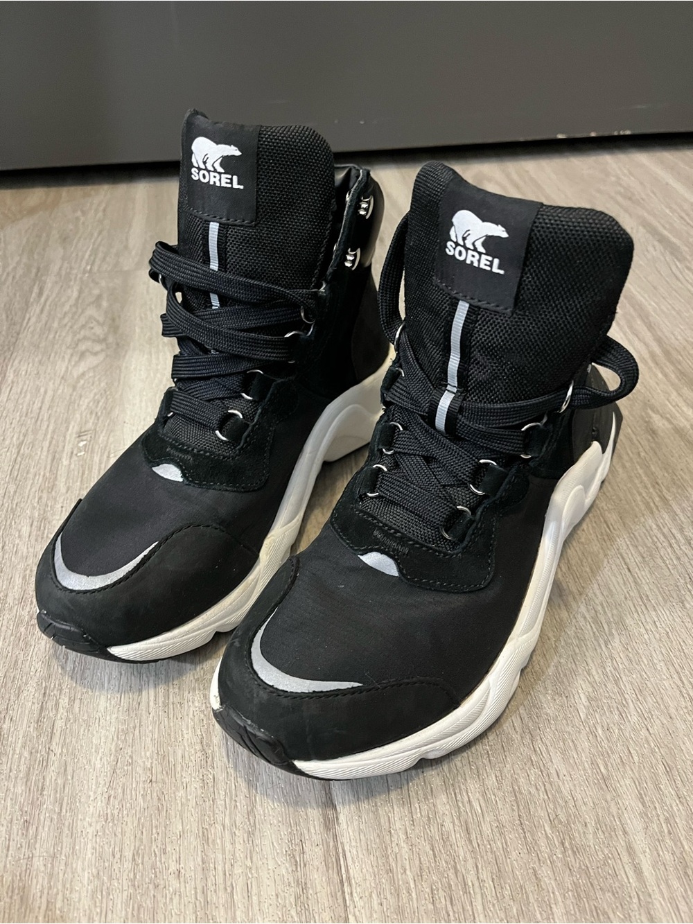 Sorel Black and White High-Top Lace-Up Sneakers